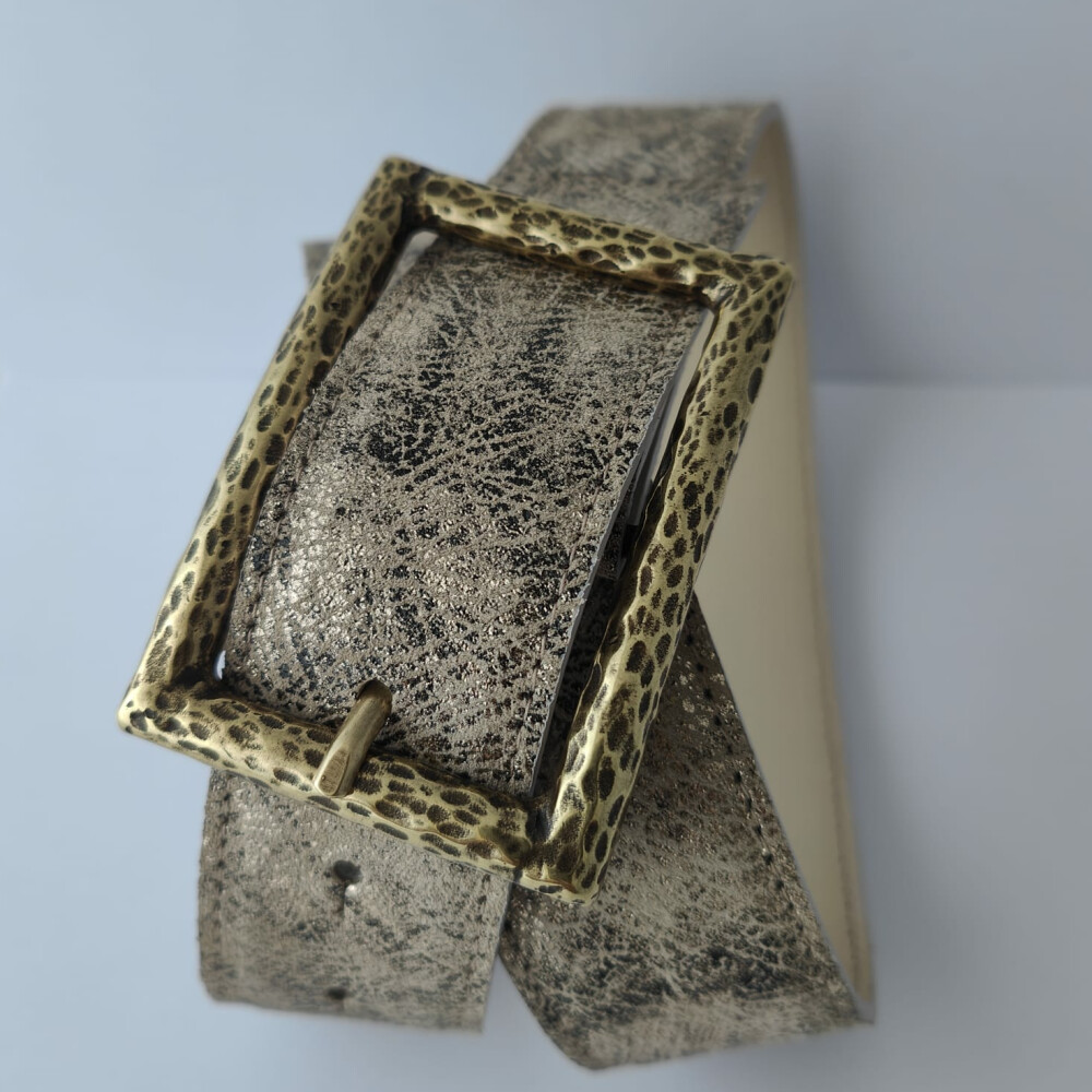 Ceinture reversible femme Ivoire / ivoire brillant